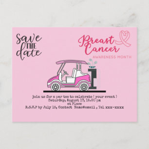 Golf save the date Breast Cancer Awareness pink Postcard