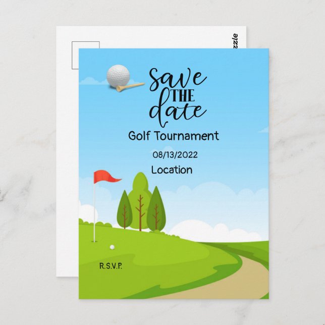 Golf Save the Date for Golf Tournament Golfer    Postcard (Front/Back)