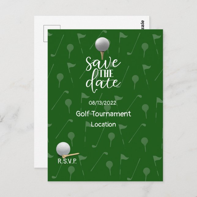 Golf Save the Date for Golf Tournament Golfer   Postcard (Front/Back)