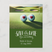 Golf save the date for wedding bride groom