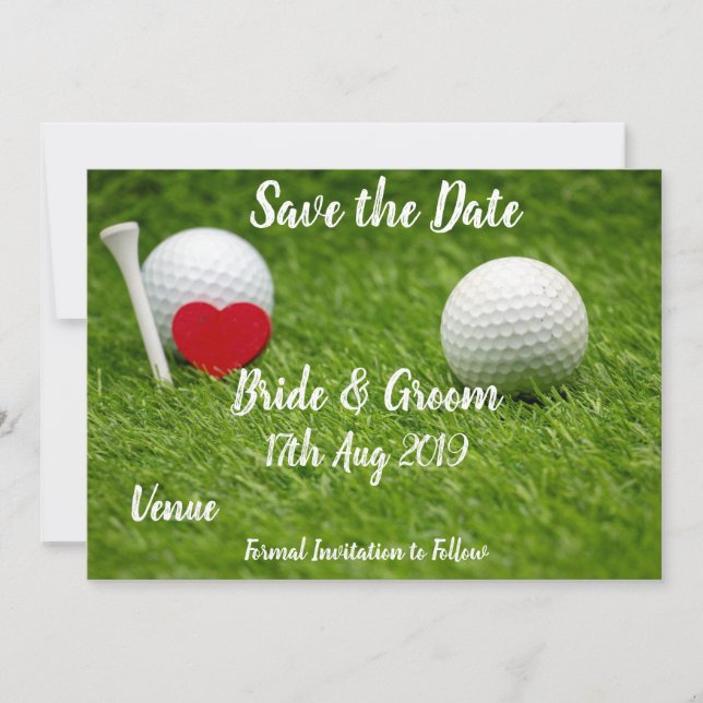 Golf Save the date for wedding with love and ball Invitation (Front)