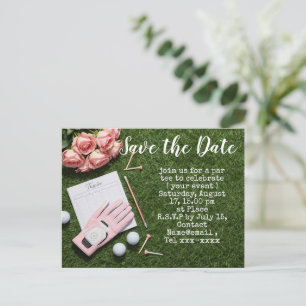 Golf save the date FOR WOMAN GOLFER Postcard