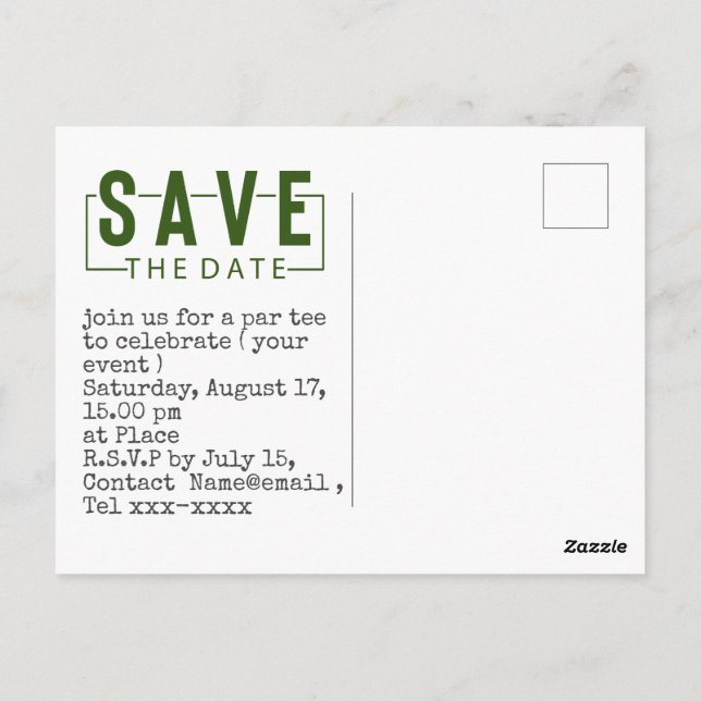Golf save the date  golf ball putting hole in one postcard (Back)