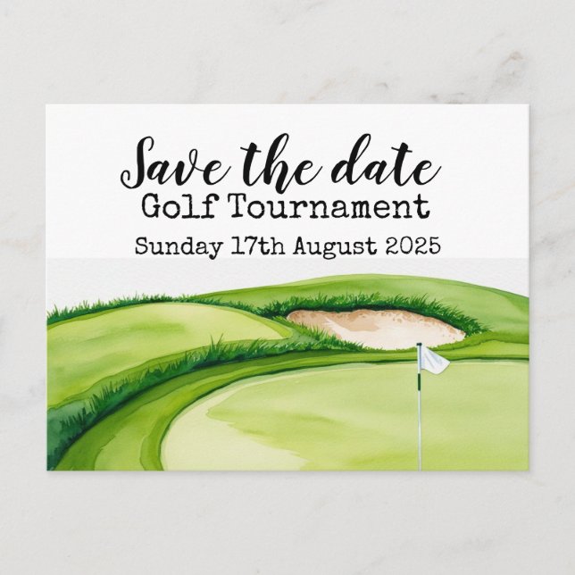 Golf Save the date Golf Tournament  Announcement Postcard (Front)