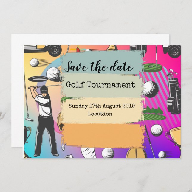 Golf Save the date Golf Tournament  colourful (Front/Back)