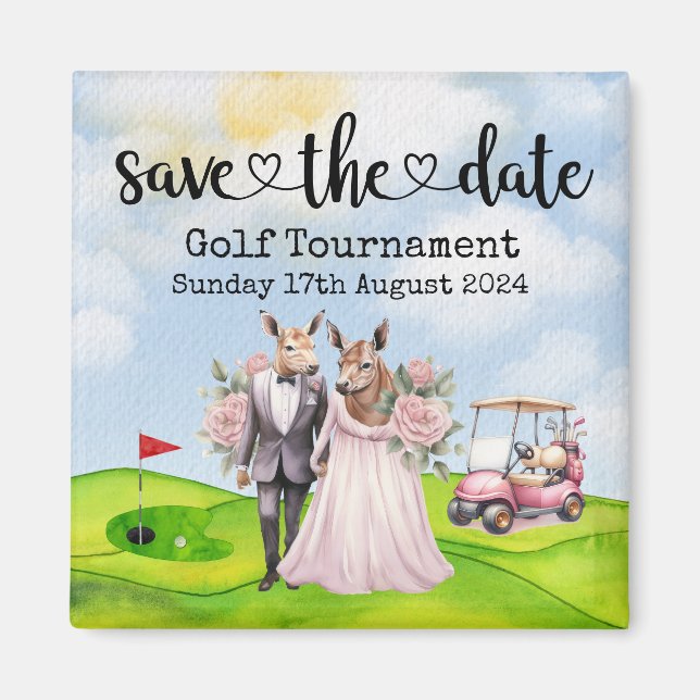 Golf Save the date Golf Tournament golfer Wedding Magnet (Front)