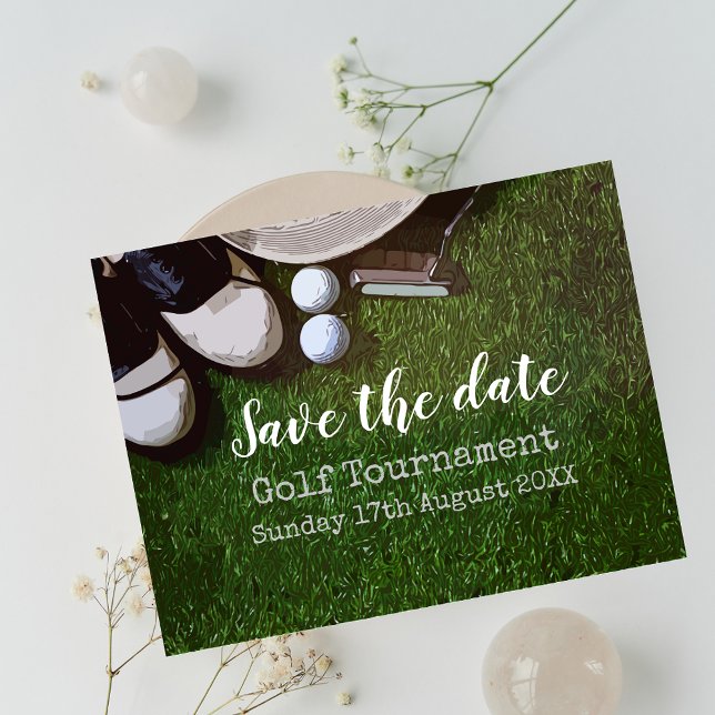 Golf Save the date Golf Tournament on green Announcement Postcard (Creator Uploaded)