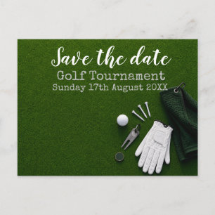 Golf Save the date Golf Tournament on green Announcement Postcard