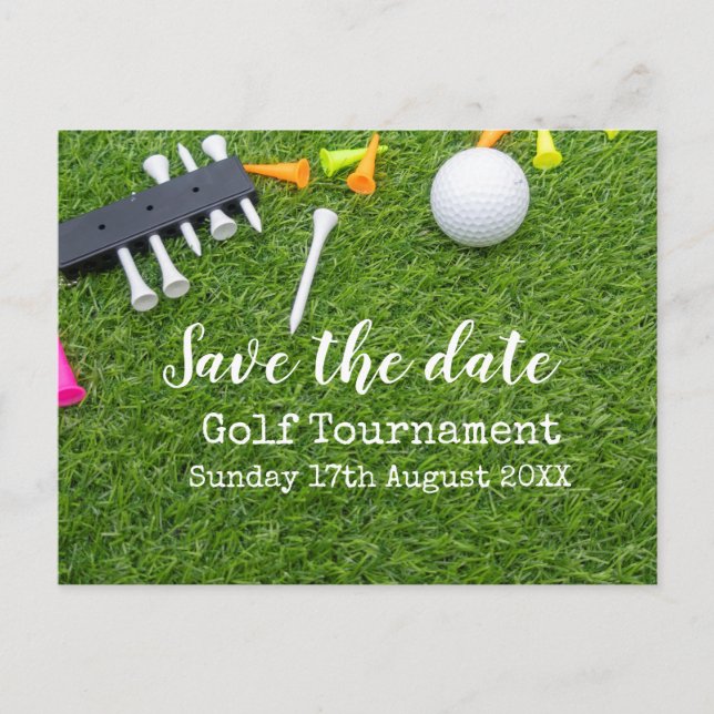 Golf Save the date Golf Tournament with ball Announcement Postcard (Front)