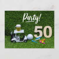 Golf Save the date Party 50th Birthday golfer