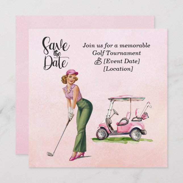 Golf Save the Date party for woman golfer party  Invitation (Front/Back)