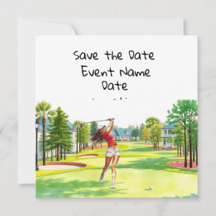Golf Save the Date party for woman golfer party Invitation