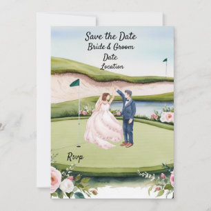 Golf Save the date Wedding  Invitation  Watercolor