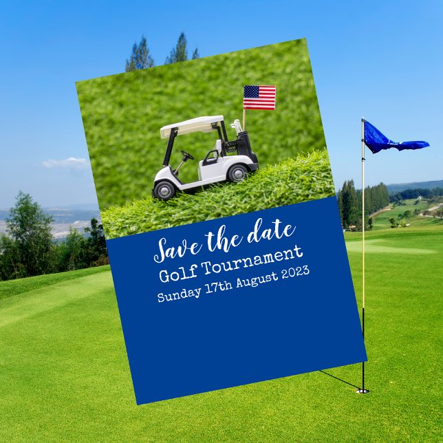 Golf Save the Date with Flag of America Invitation (Creator Uploaded)