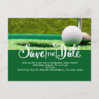 Golf save the date with golf ball and club