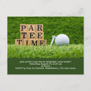 Golf save the date with golf ball and tee postcard