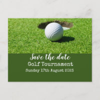 Golf Save the date with golf ball on green