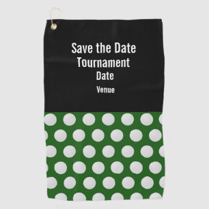 Golf Save the Date with golf ball on green grass Towel