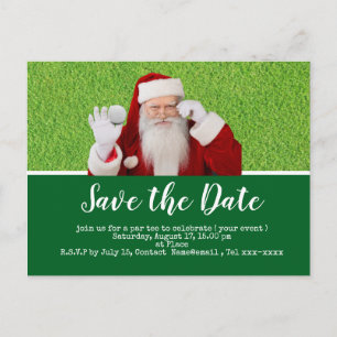 Golf save the date with Santa Claus for Christmas  Postcard