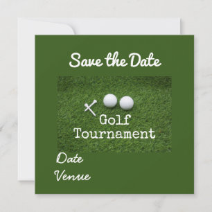 Golf Save the date with white pin and golf ball Announcement