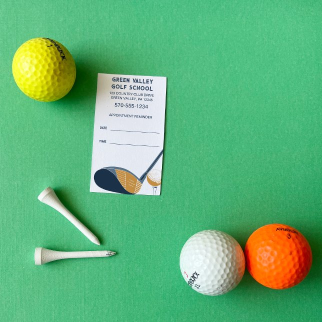 Golf School Golf Lesson Tee Time Reminder Business Card (Creator Uploaded)