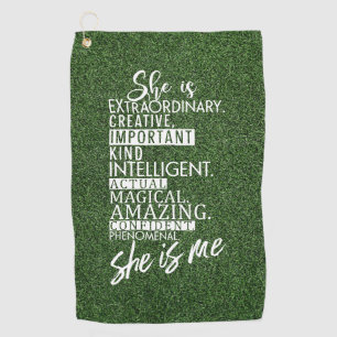 Golf Self Motivation Quotes for Golfer Green Grass Towel