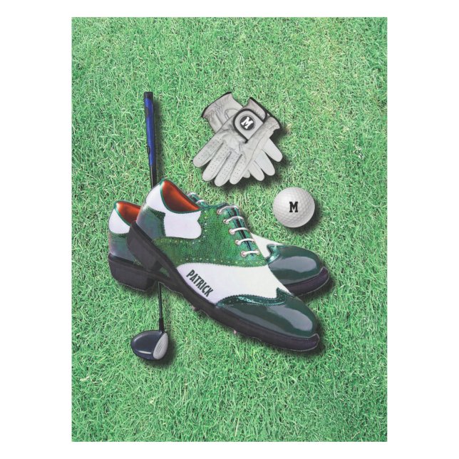 Golf Shoes Ball Gloves Club Driver With Your Name Tablecloth (Front)