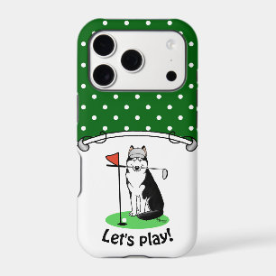 Golf Siberian Husky (black) Dog Playing Cute Funny