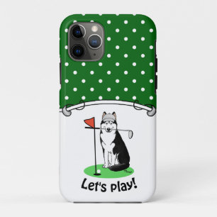 Golf Siberian Husky (black) Dog Playing Cute Funny Case-Mate iPhone Case