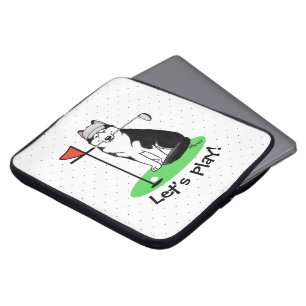 Golf Siberian Husky (black) Dog Playing Cute Funny Laptop Sleeve