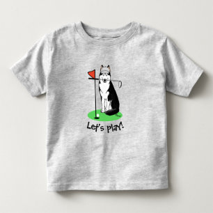 Golf Siberian Husky (black) Dog Playing Cute Funny Toddler T-Shirt
