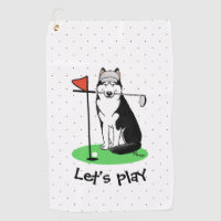 Golf Siberian Husky (black) Dog Playing Cute Funny