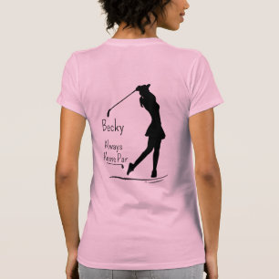 Golf Silhouette, Female, Name, Text T-Shirt