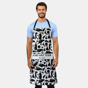 Golf Silhouette Pattern Classic Black & White Apron
