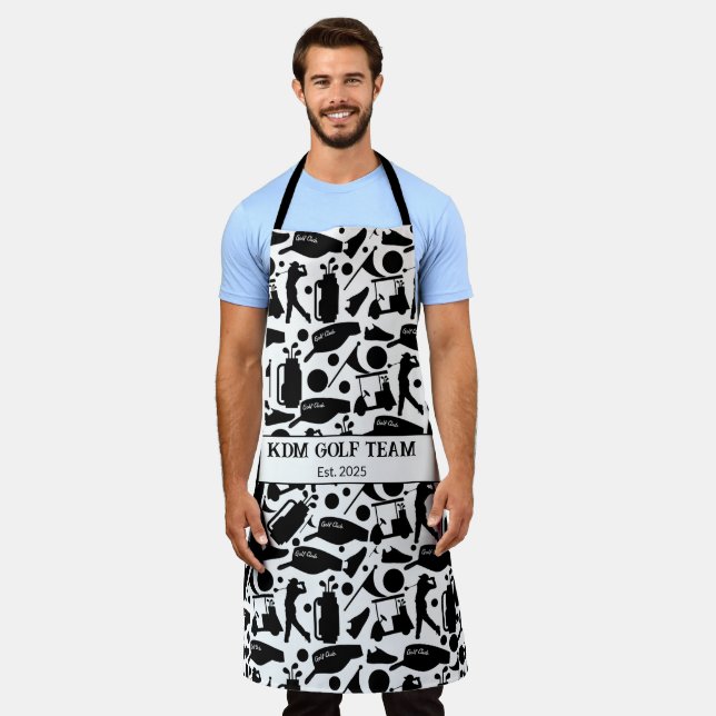 Golf Silhouette Pattern Classic Black & White  Apron (Worn)