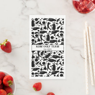 Golf Silhouette Pattern Classic Black & White  Napkin