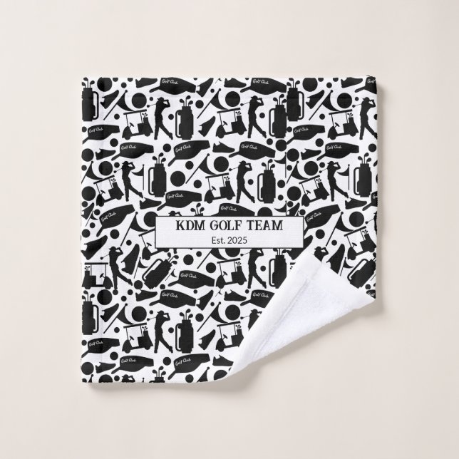 Golf Silhouette Pattern Classic Black & White  Wash Cloth (Wash Cloth)