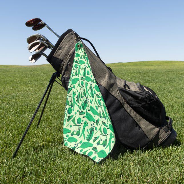 Golf Silhouette Pattern Classic cool green Towel (Green)