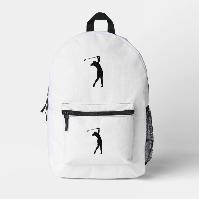 Golf Silhouette Printed Backpack for School or Tra (Front)