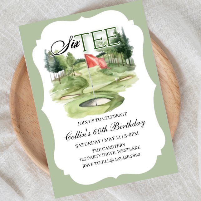 Golf SIX-TEE Birthday, 60, Golf Birthday,   Invitation (Creator Uploaded)