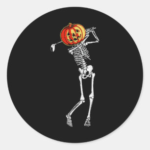 Golf Skeleton Pumpkin Halloween Costume Golfer Spo Classic Round Sticker