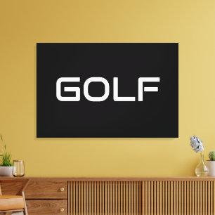 GOLF Sleek Sporty Modern White Text On Deep Black Canvas Print