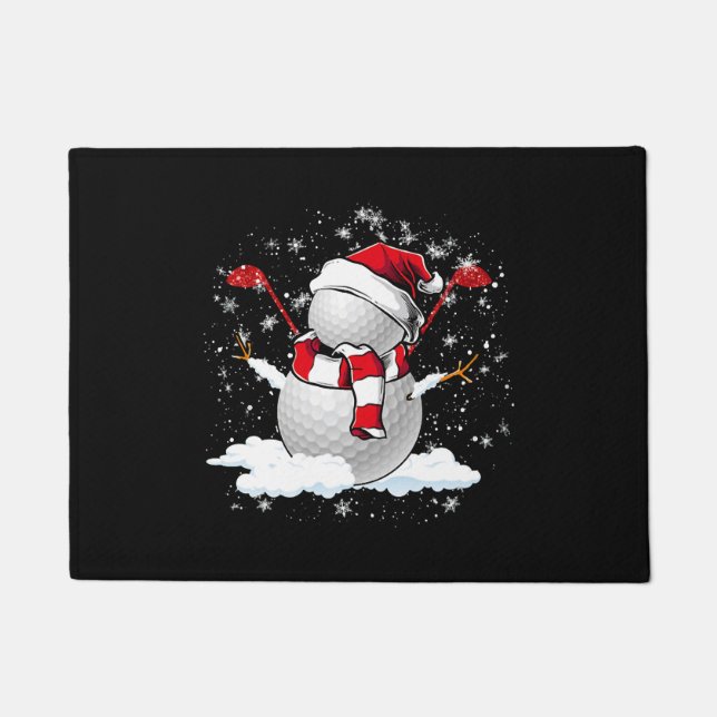 Golf Snowman in Christmas holiday Doormat (Front)