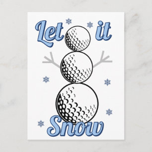 Golf Snowman Let It Snow  Holiday Postcard