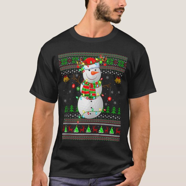 Golf Snowman Ugly Christmas Sweaters Golfing Golfe (Front)