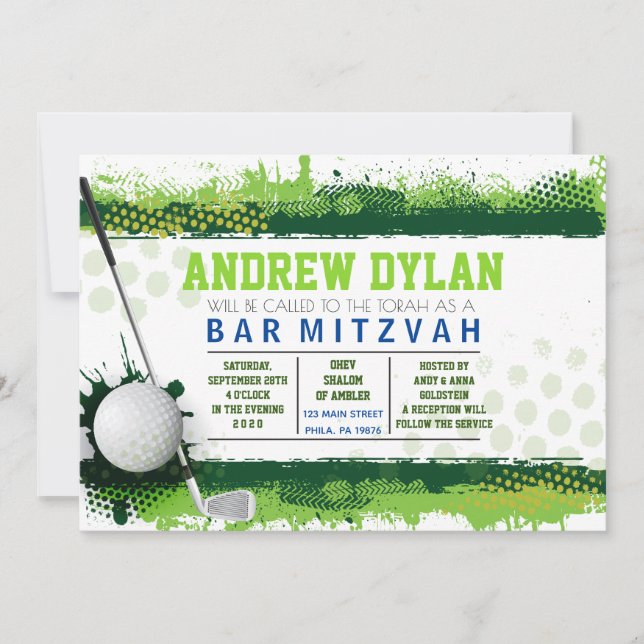 GOLF SPLASH Bar Mitzvah Invitation (Front)