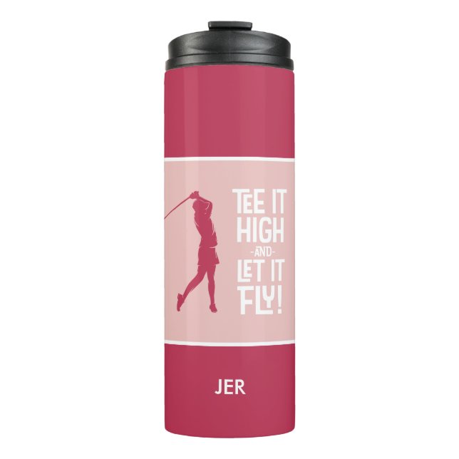 Golf Sports Humour Tee Quote Cute Magenta Red Pink Thermal Tumbler (Front)