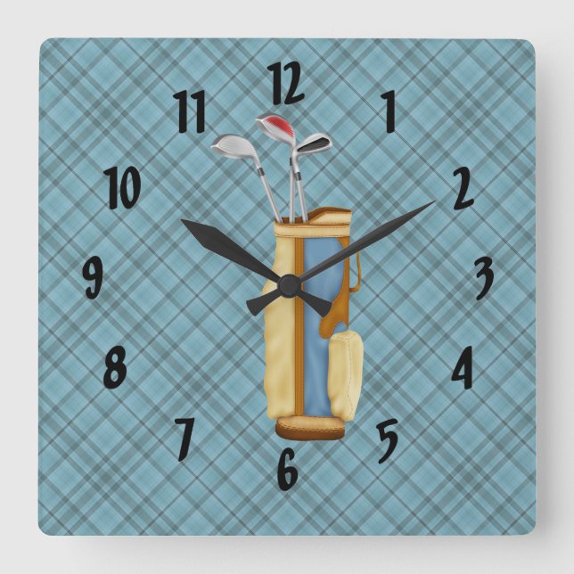 Golf Square Wall Clock (Front)