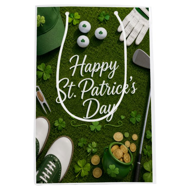 Golf St. Patrick's Day for Golf themed for Golfer  Medium Gift Bag (Front)