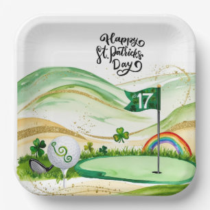 Golf St. Patrick's Day for Golfer with Flag  Paper Plate